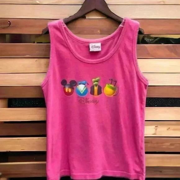 Disney Shopping Women’s Size Large Pink Tank Top with Iconic Disney Characters. - Picture 1 of 2